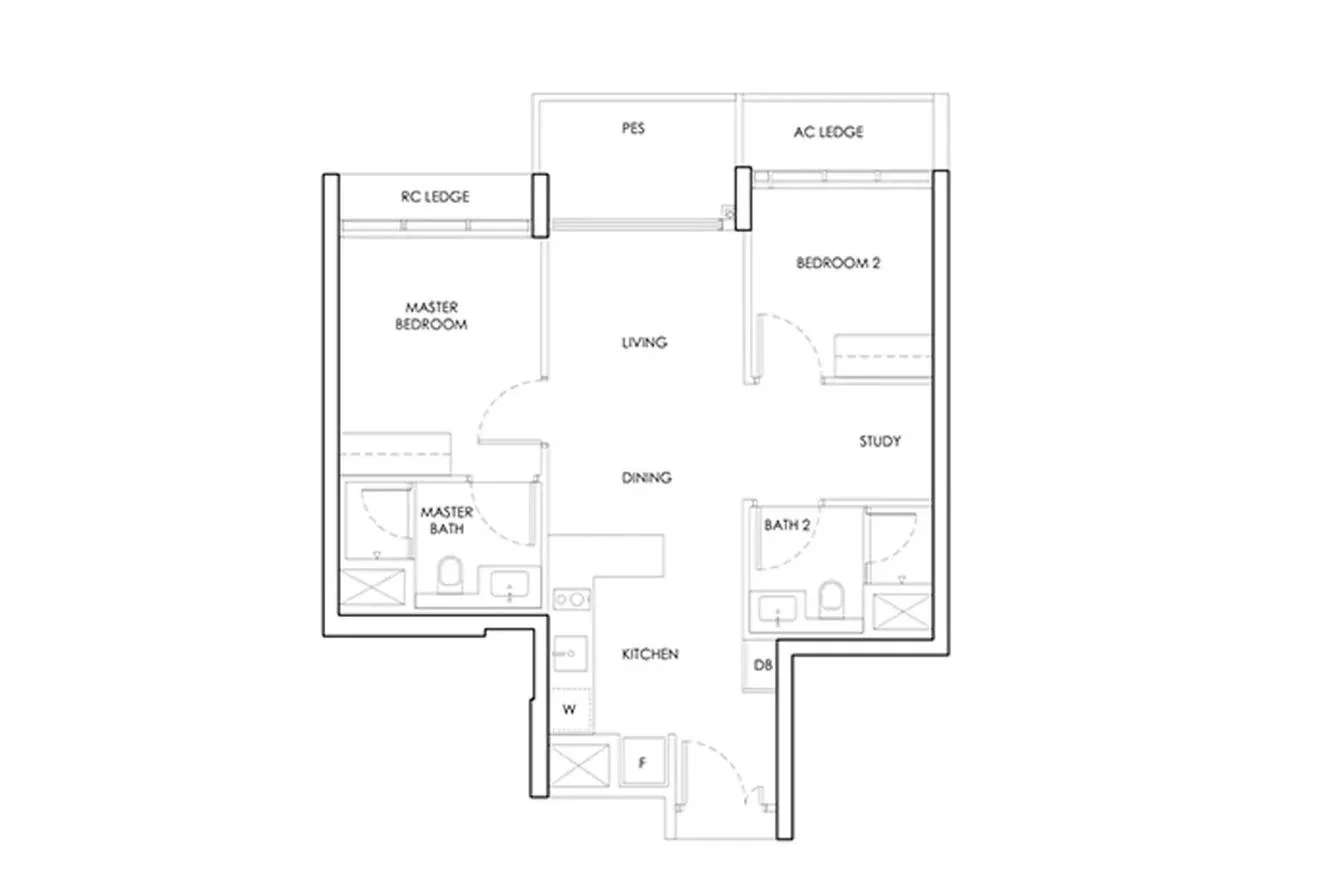 Holland Plain Residences 2-Bedroom indicative floor plan layout, District 10