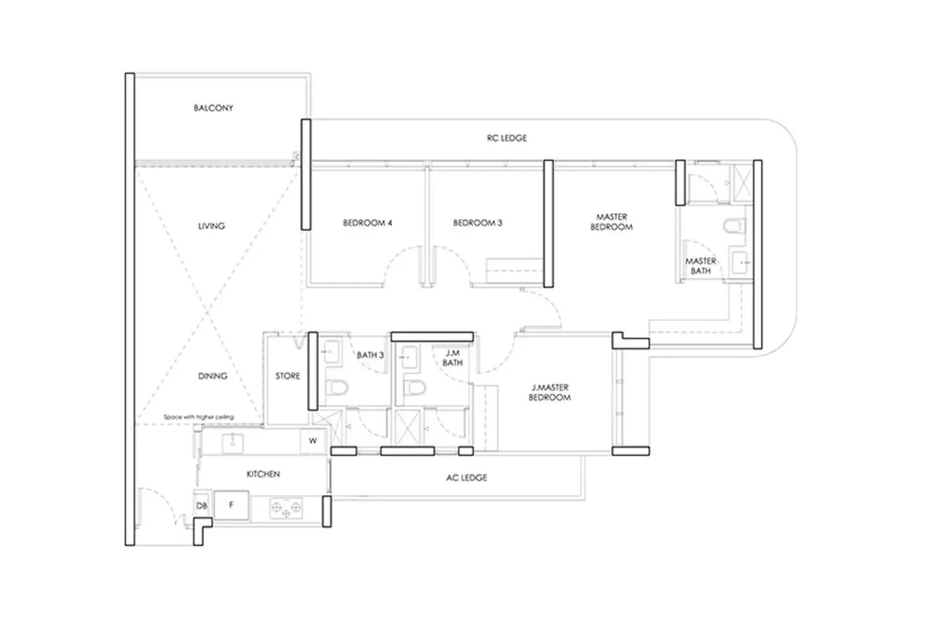 Holland Plain Residences 4-Bedroom indicative floor plan layout, District 10
