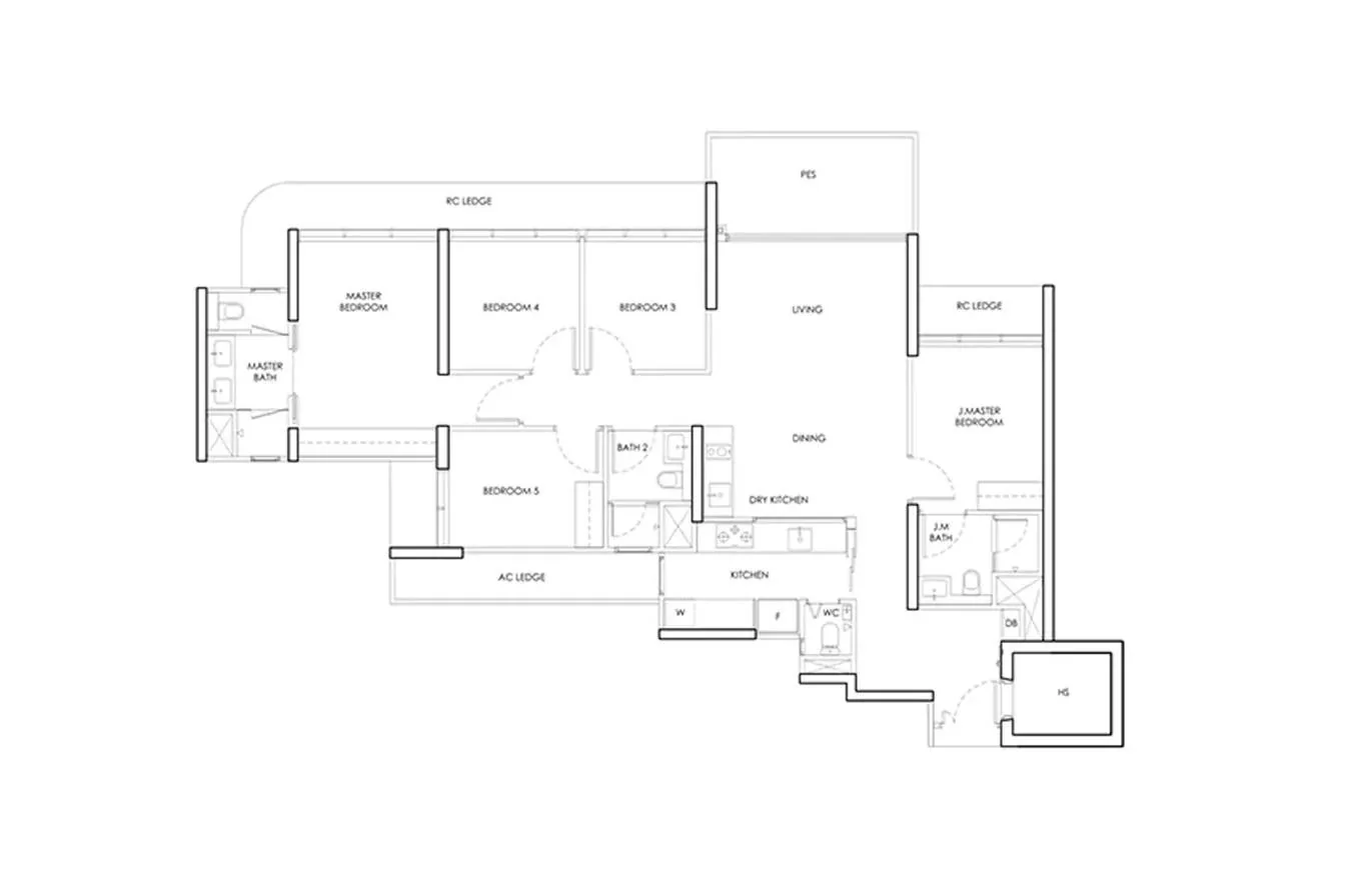 Holland Plain Residences 5-Bedroom indicative floor plan layout, District 10